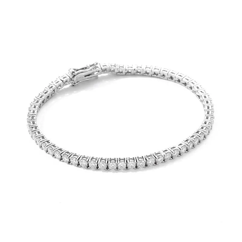 Sterling Silver 10 Points Moissanite Bracelet Tennis Chain S925!STUNNING!