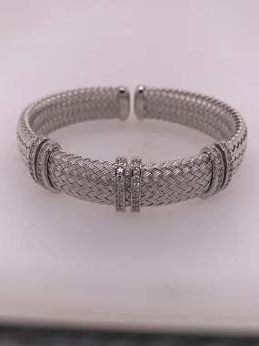 Sterling Silver and CZ Cuff Bracelet