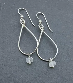 Sterling silver and rainbow moonstone teardrop earrings