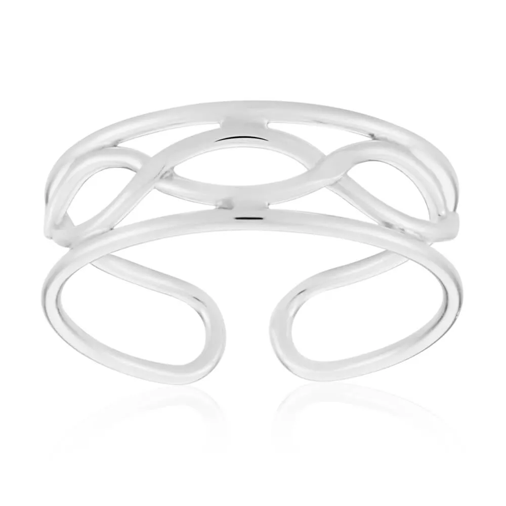 Sterling Silver Criss Cross Torque Toe Ring