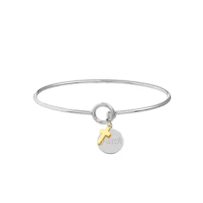 Sterling Silver Faith Bangle with Cross Dangle