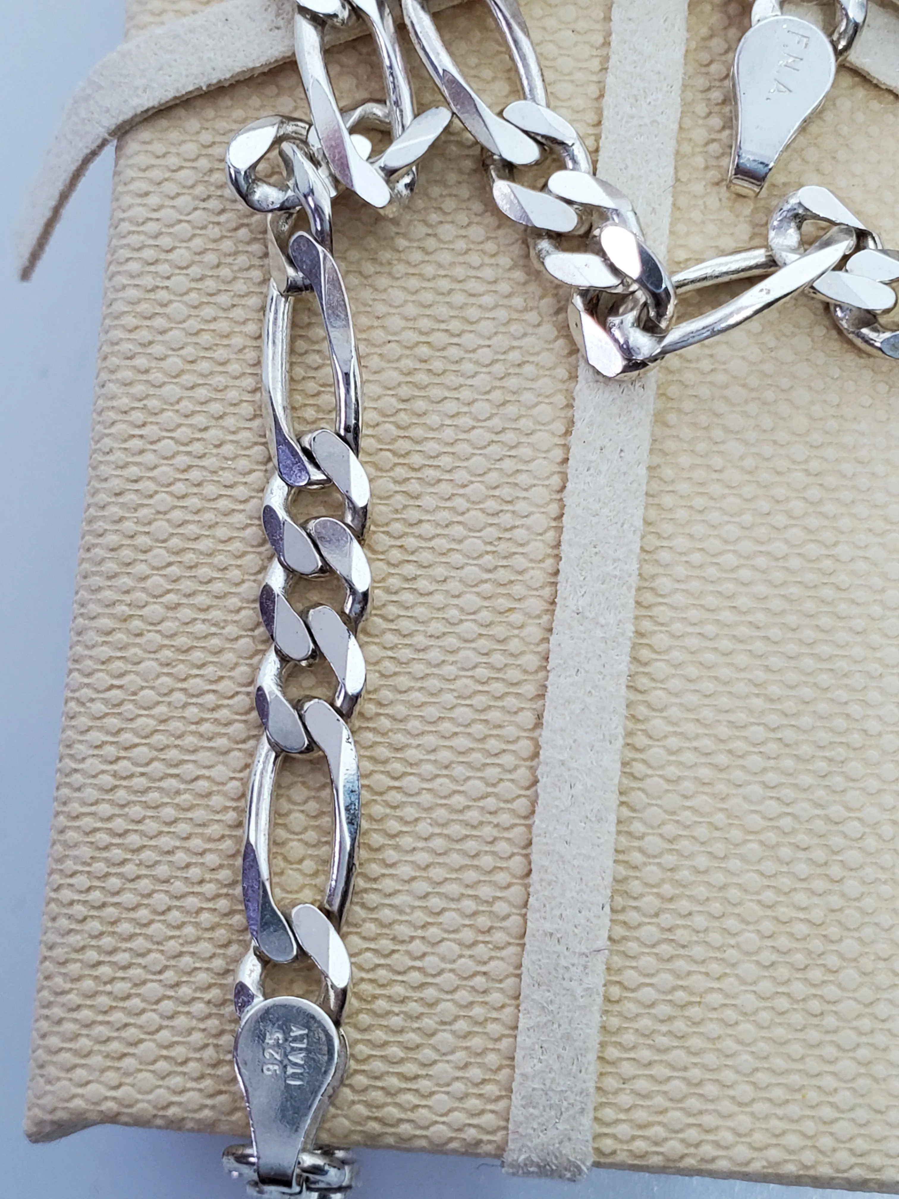 Sterling silver figaro link bracelet