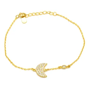 Sterling Silver Gold Plated CZ Moon Bracelet