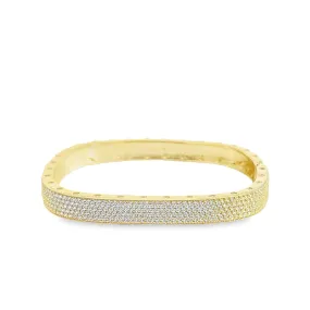 Sterling Silver Gold Plated CZ Square Bangle Bracelet