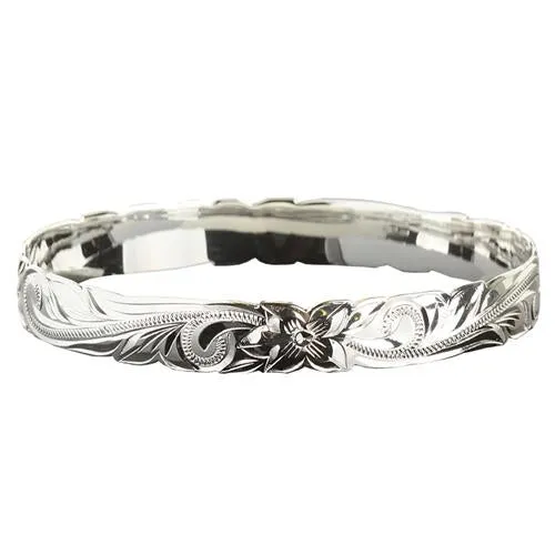 Sterling Silver Hawaiian Heirloom Scroll Cut Out Baby Bangle Classic Style