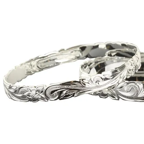 Sterling Silver Hawaiian Heirloom Scroll Cut Out Baby Bangle Classic Style