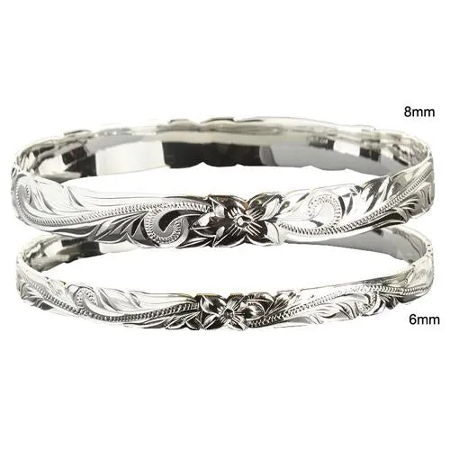 Sterling Silver Hawaiian Heirloom Scroll Cut Out Baby Bangle Classic Style