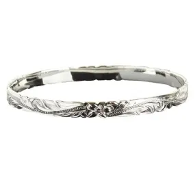 Sterling Silver Hawaiian Heirloom Scroll Cut Out Baby Bangle Classic Style