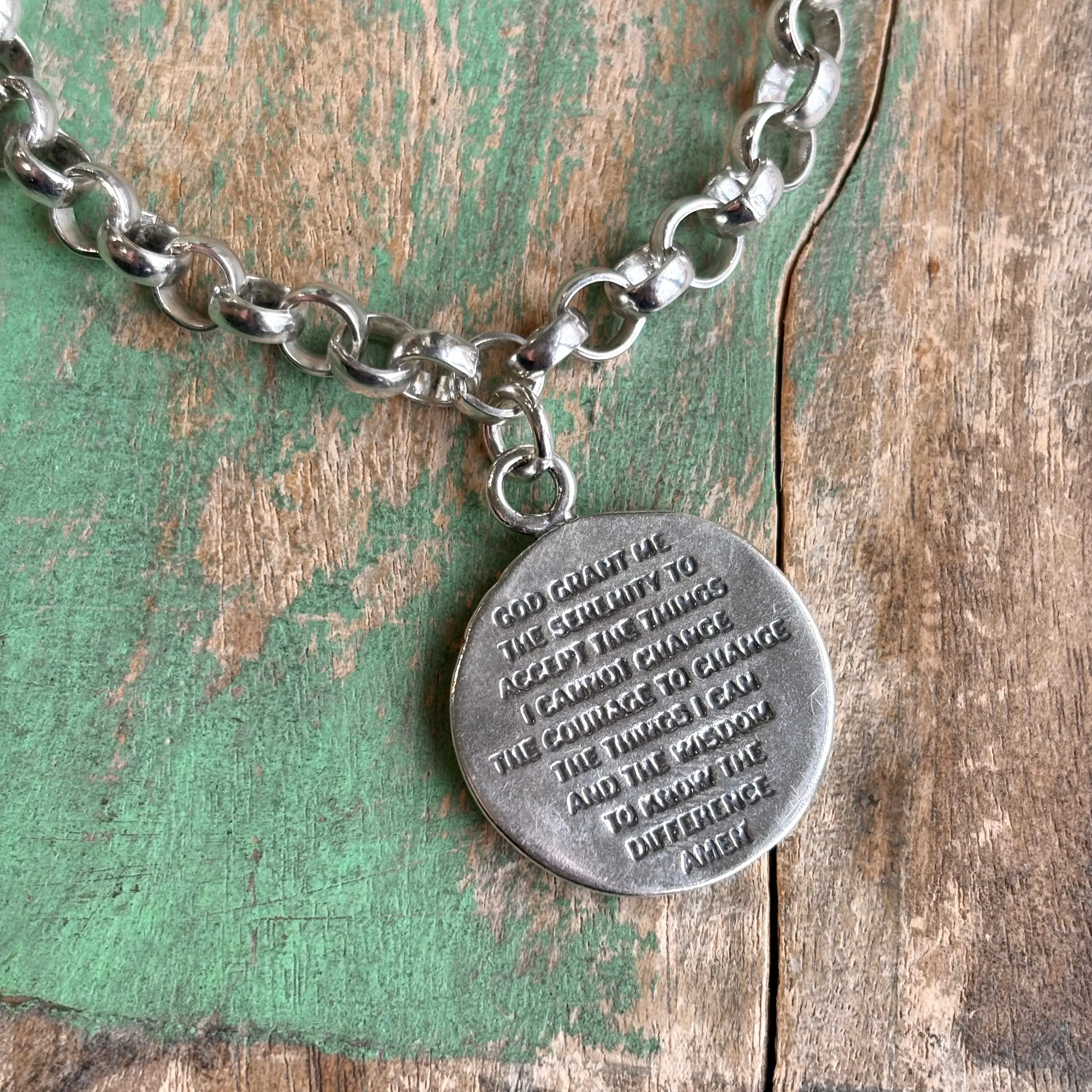 Sterling Silver Serenity Prayer Charm Bracelet