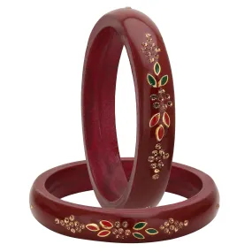 Sukriti Beautiful Casual Kundan Maroon lac Kada Bangles for Women – Set of 2