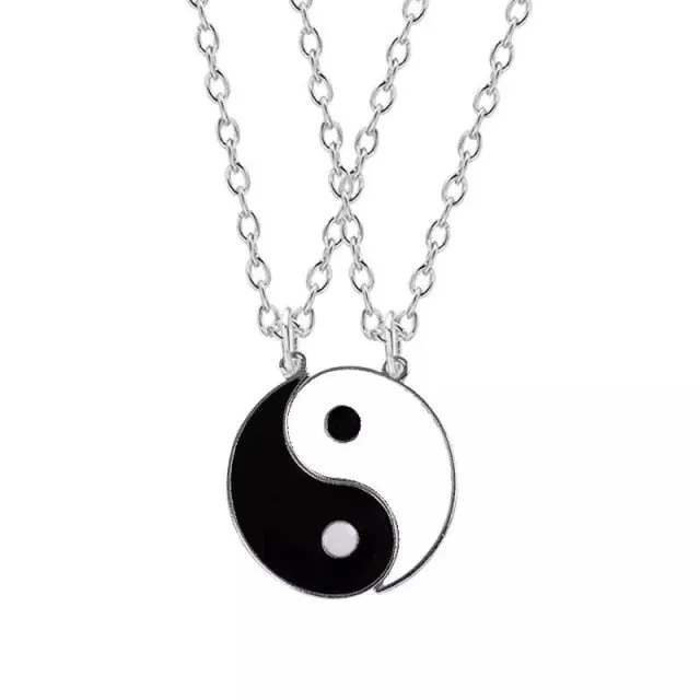 Tai Chi Yin Yang Couple Bracelets Alloy Pendant Adjustable Braid Chain Bracelet Necklace Matching Lover Bracelets Necklaces