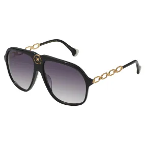 The Heiress Black Retro Aviator Sunglasses