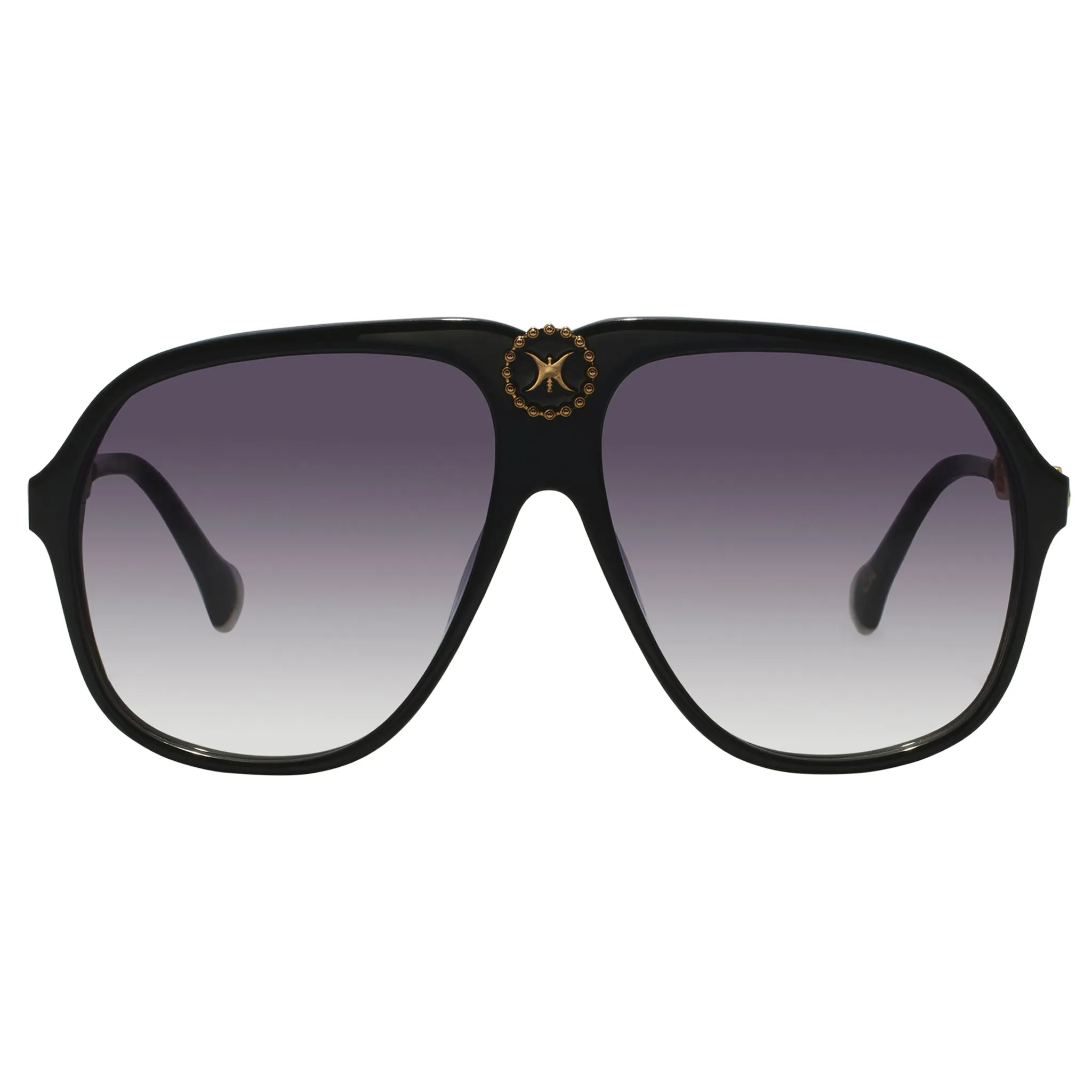 The Heiress Black Retro Aviator Sunglasses