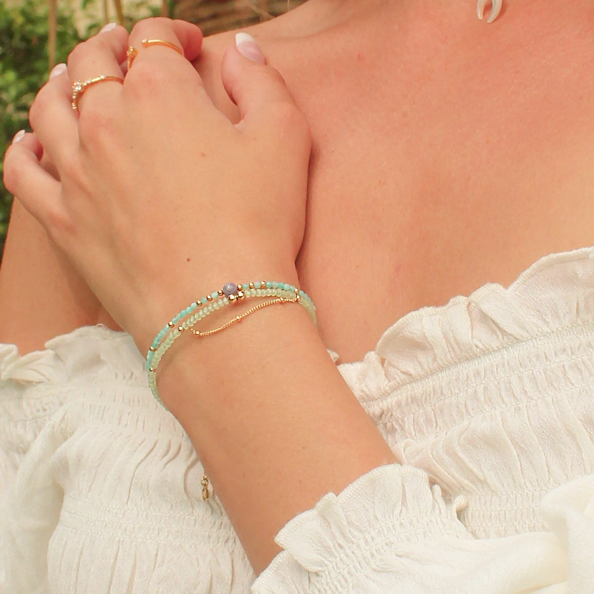 Tiny Green Chalcedony Bracelet