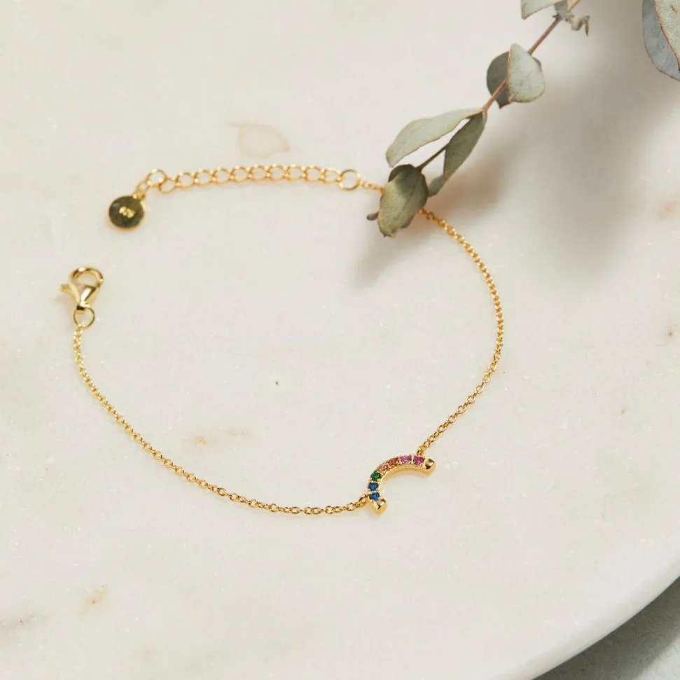 Tiny Rainbow 14k Gold Vermeil Bracelet