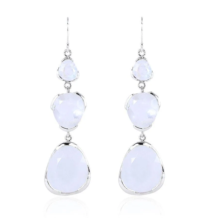 TO THE POWER OF THREE EARRINGS - RAINBOW MOONSTONE