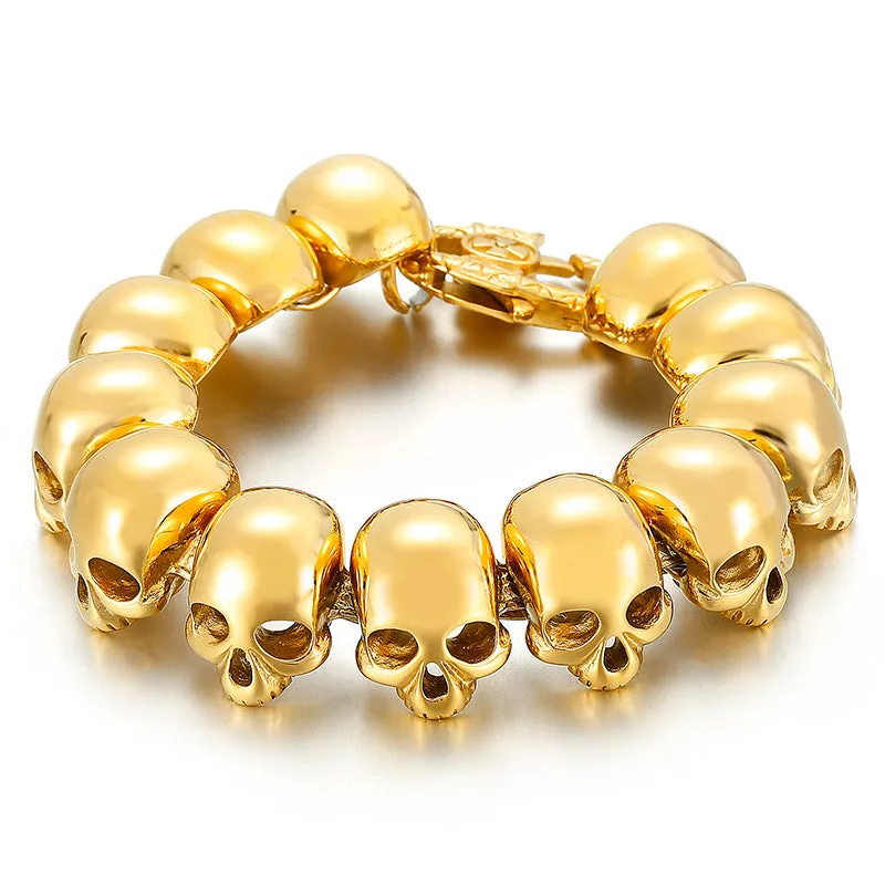 Trendy Men's Titanium Steel Skull Bracelet - Bold Fashion Statement for Modern Style