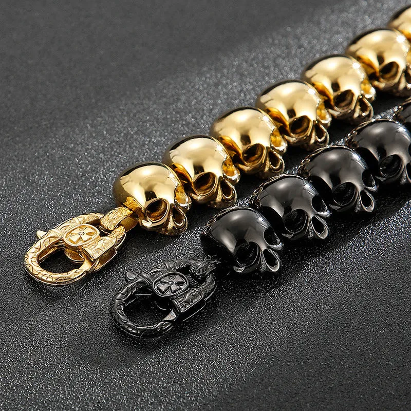 Trendy Men's Titanium Steel Skull Bracelet - Bold Fashion Statement for Modern Style