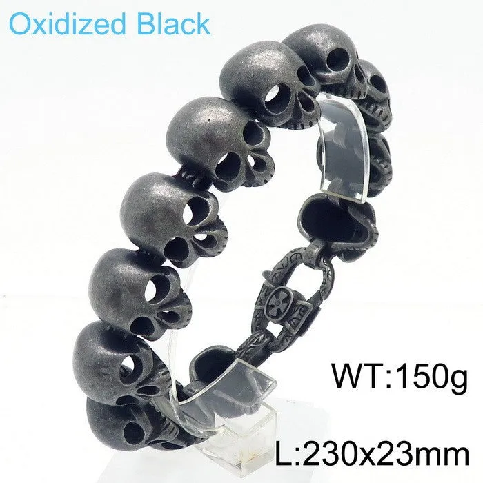 Trendy Men's Titanium Steel Skull Bracelet - Bold Fashion Statement for Modern Style