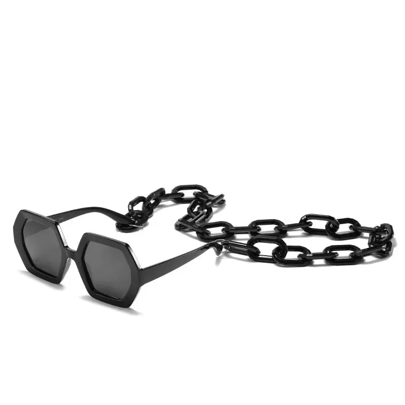 Trendy Oversized Square Chain UV400 Sunglasses