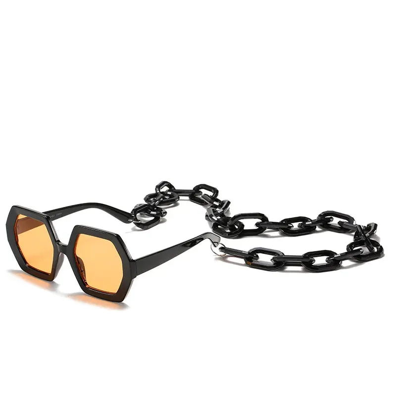 Trendy Oversized Square Chain UV400 Sunglasses