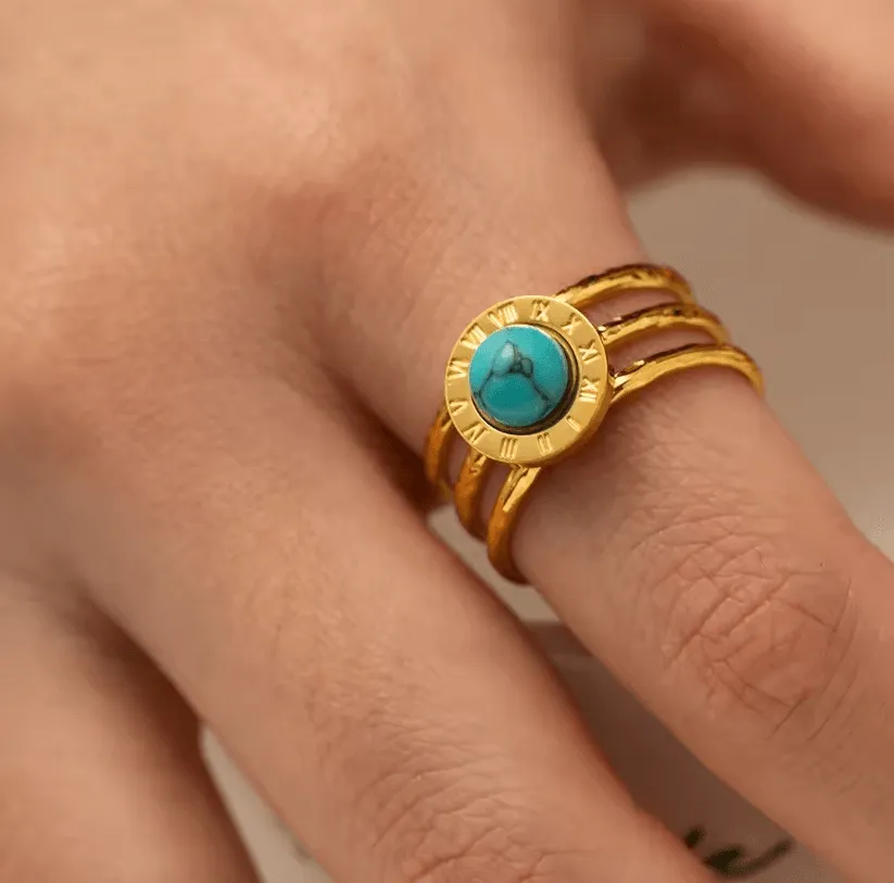 Turquoise Layered Resizable Ring