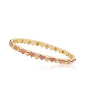 Twin Stars Circles & Pink Enamel Heart Bangle