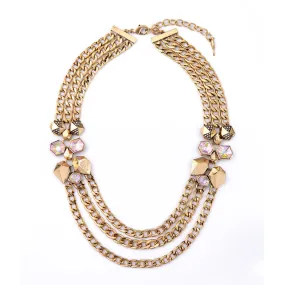 Unique Gold Plated Retro Set Crystal European Women Multilayer Necklace