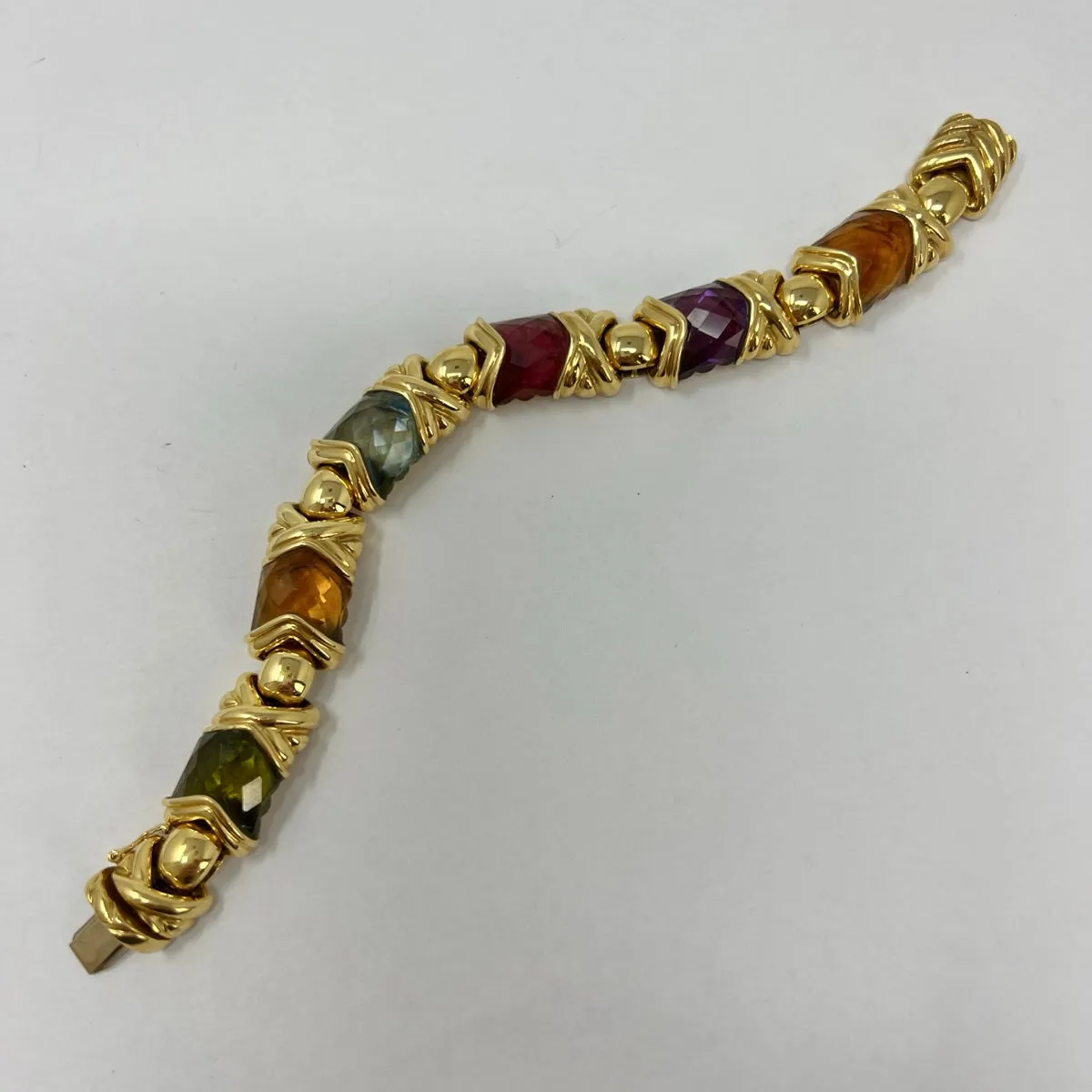 Vaid 18K Gold Bracelet with Pink Tourmaline, Aquamarine, Peridot and Citrine