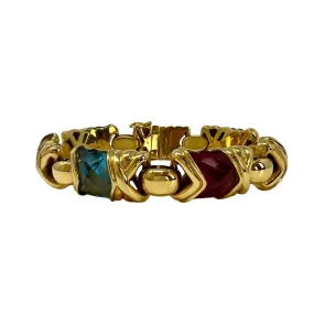 Vaid 18K Gold Bracelet with Pink Tourmaline, Aquamarine, Peridot and Citrine