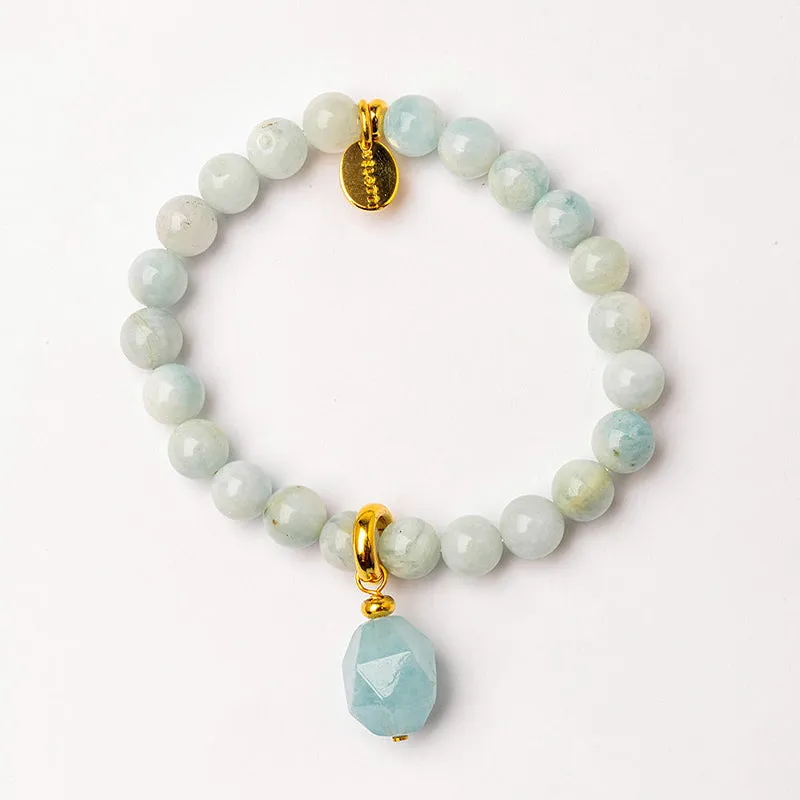 Velatti Pearl or Aquamarine Stretch Bracelet