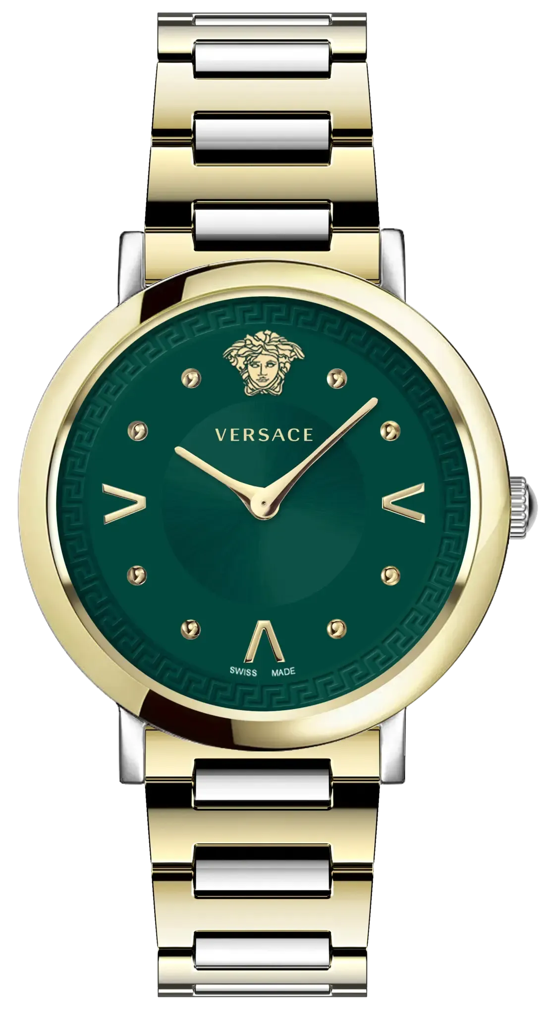 Versace Ladies Watch Pop Chic Green Two-Tone Bracelet VEVD01021