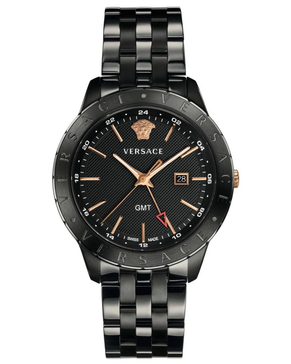 Versace Men's Watch Univers GMT Black Rose Gold Bracelet VEBK00618