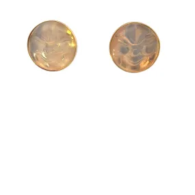 Vintage 14KT Yellow Gold Moon Stone Earrings