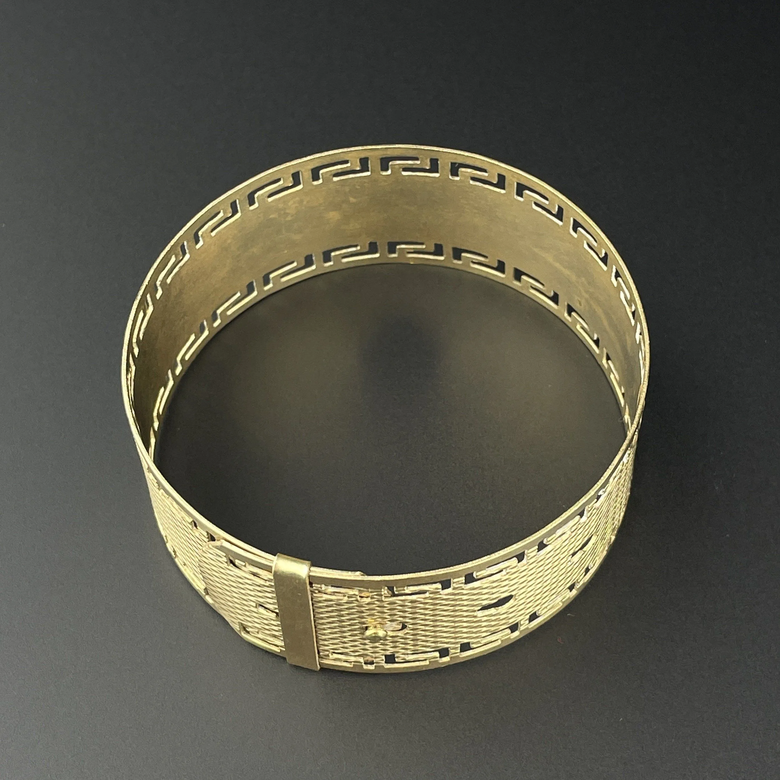 Vintage Greek Key Pattern Gold Buckle Bracelet