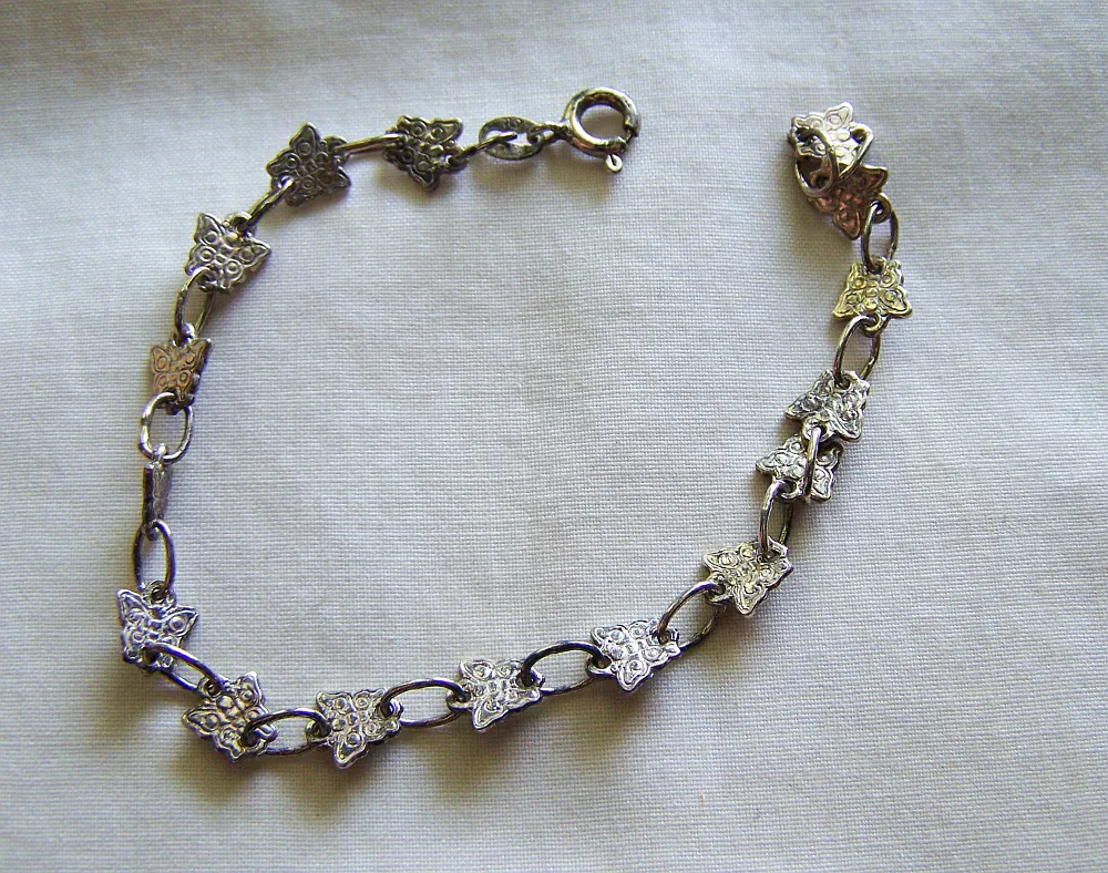 Vintage Sterling Silver Dainty Butterfly Bracelet