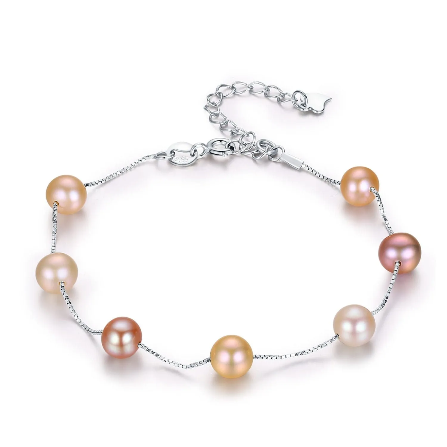 Violet X - Dainty pearl silver bracelet