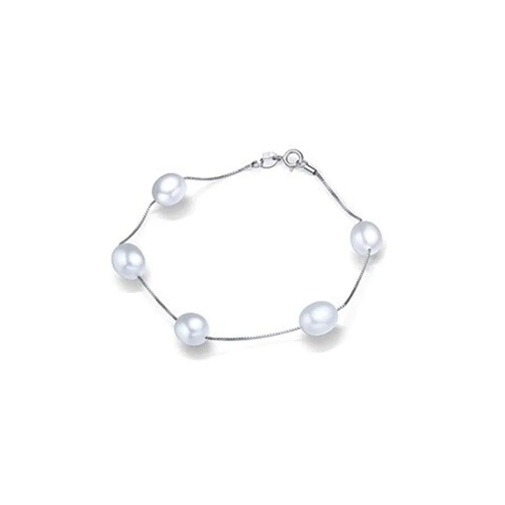 Violet X - Dainty pearl silver bracelet