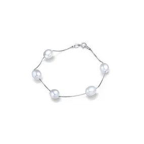 Violet X - Dainty pearl silver bracelet