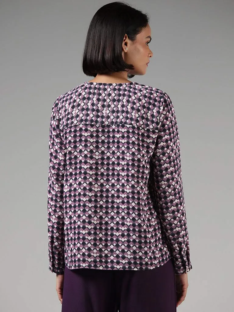 Wardrobe Purple Geometric Printed Top