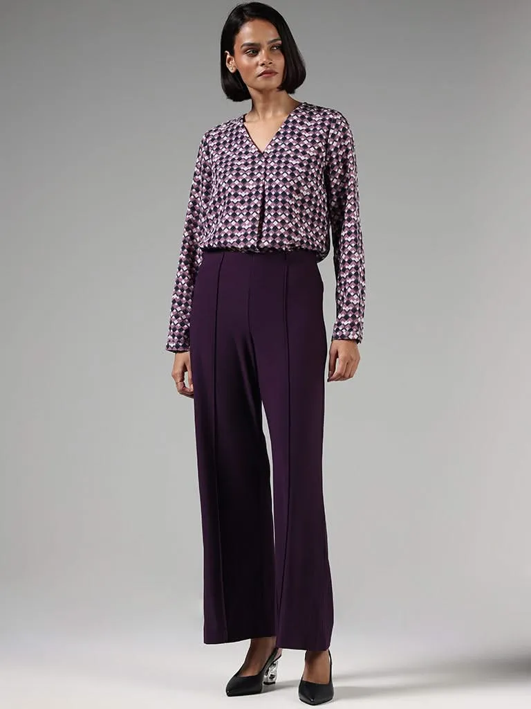 Wardrobe Purple Geometric Printed Top