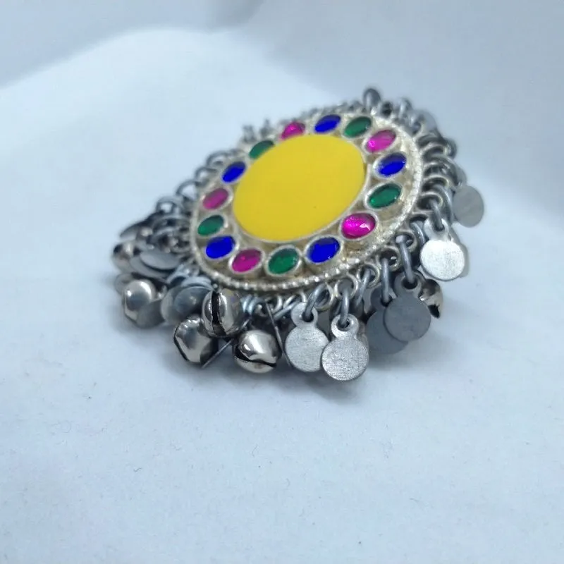 Yellow and Green Tribal Kuchi Massive Ring