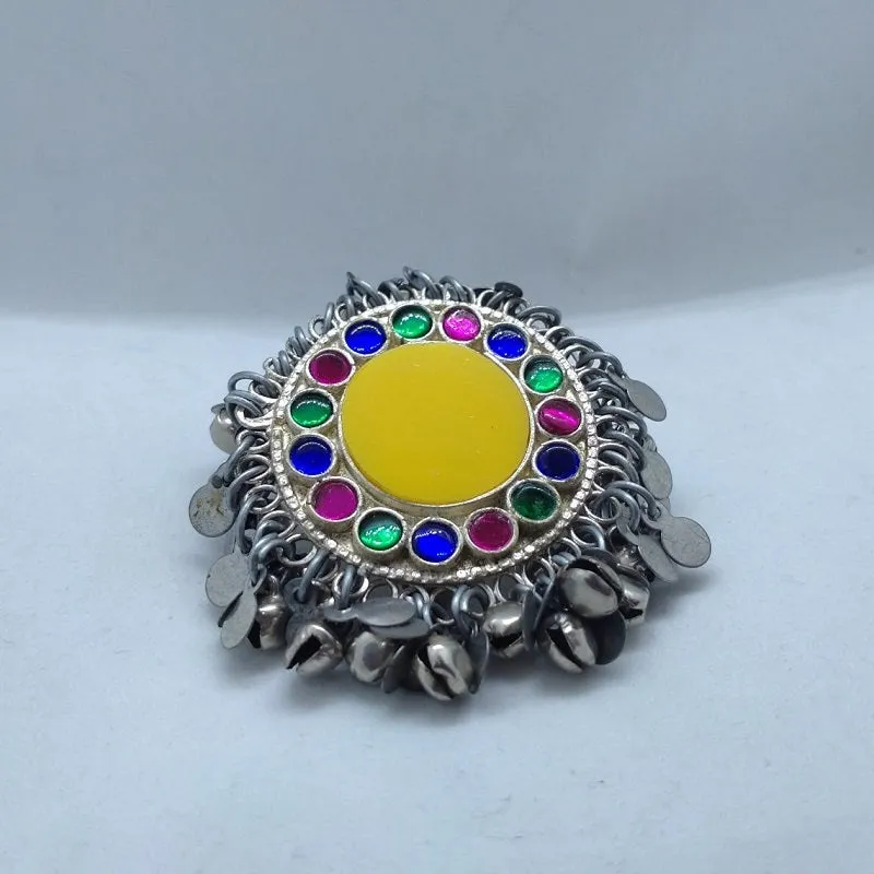 Yellow and Green Tribal Kuchi Massive Ring